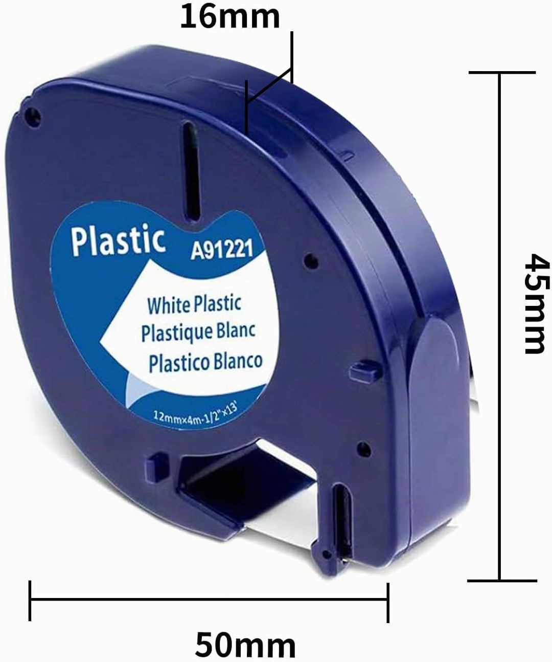 4x Kompatibel mit Dymo LetraTag 12mm x 4m für LT-100H 100T XR 200B, Kompatibel mit Dymo LetraTag XR