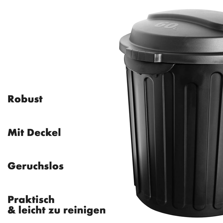 Floordirekt Mülleimer, 60 Liter Abfalleimer mit Deckel für Küche und Büro, Papierkorb, Mülltonne - 4