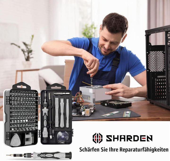 SHARDEN Feinmechaniker Schraubendreher Set, 122 in 1 Mini Präzisions Werkzeug Kit mit Torx T2 T5 T6
