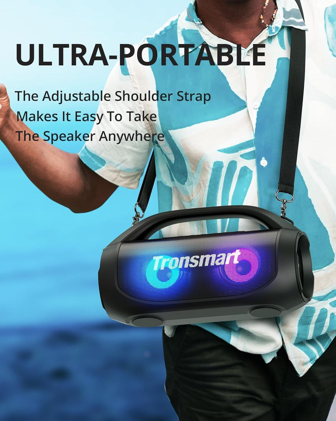 Tronsmart Bang SE Bluetooth Lautsprecher mit 3 Lichteffekten, 40W Outdoor Party-Lautsprecher mit IPX