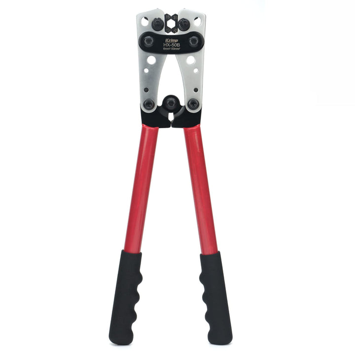 iCrimp Batteriekabelschuh Crimpzange, Kabelschuhzange für robuste Kupferschuhe und Flachstecker, Erd