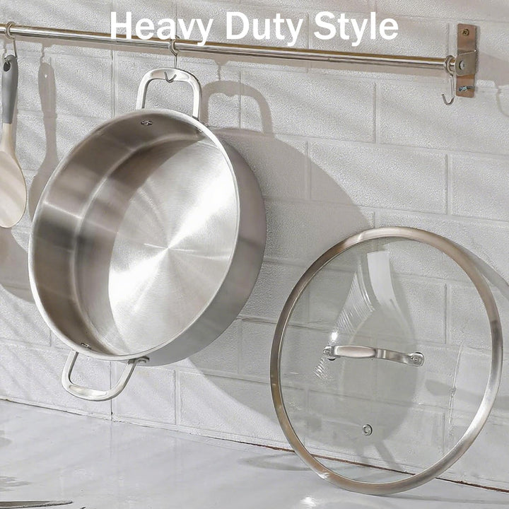 Schmorpfanne 28 cm,Höhe 8 cm,4.4L,3-Schicht Edelstahl Pfanne,Schmortopf mit Deckel,Stainless Steel P