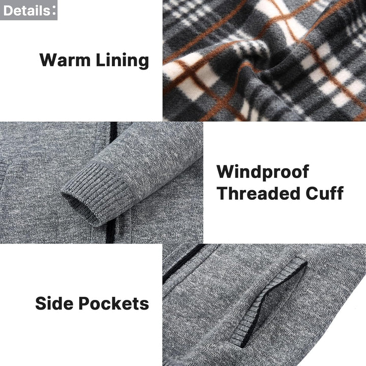 KUDORO Strickjacke Herren Cardigan Trachtenjacke mit Reissverschluss Gestrickt Wintermantel Strickja