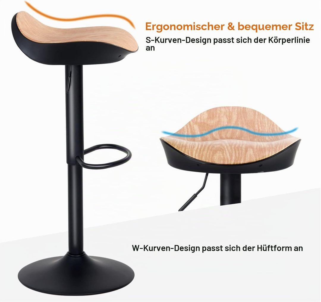 YOUNIKE Barhocker 2er Set Barstuhl Höhenverstellbar 360°Drehbar Küchenhocker mit Fussstütze, Tresenh
