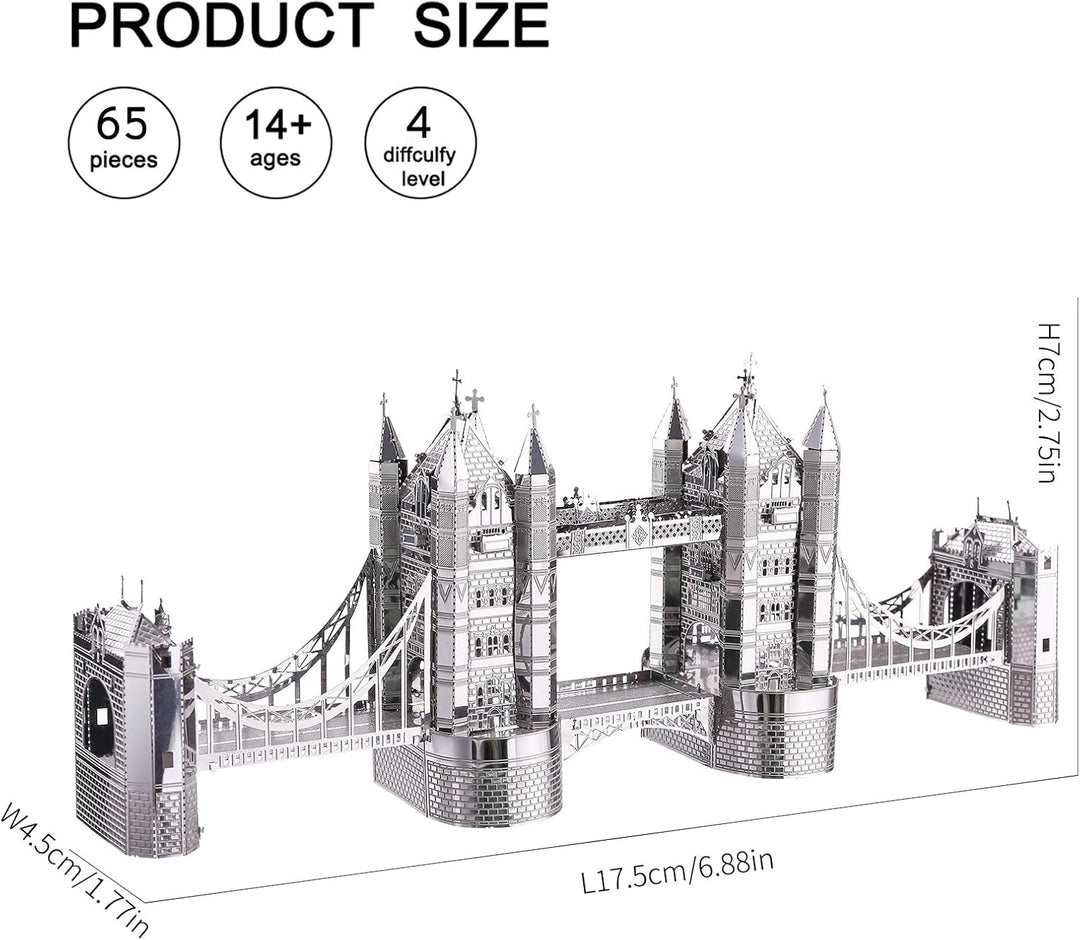Piececool Metall Puzzle 3D London Bridge, Berühmte Gebäude 3D Puzzle Modellbausatz Erwachsene, 3D-Pu