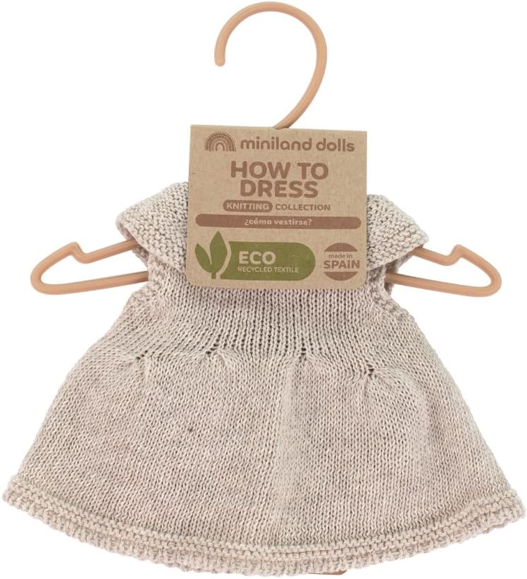 Miniland Miniland Dolls 31653 Set aus recyceltem Strick für Puppe, Kleid und Stirnband, 32 cm