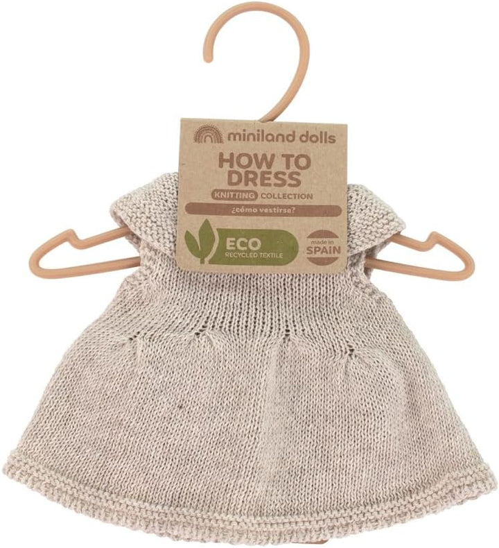 Miniland Miniland Dolls 31653 Set aus recyceltem Strick für Puppe, Kleid und Stirnband, 32 cm