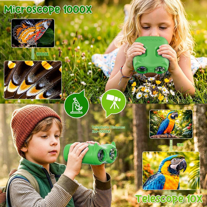 2-in-1 Digitales Mikroskop für Kinder und Teleskop (Green), Green