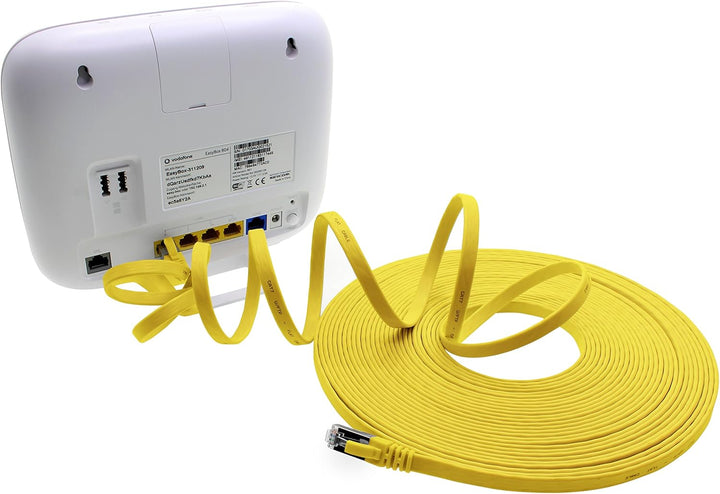 5m - gelb - 10 Stück CAT.7 Gigabit Ethernet LAN Flachband Flachbandkabel (RJ45) Netzwerkkabel Rohkab