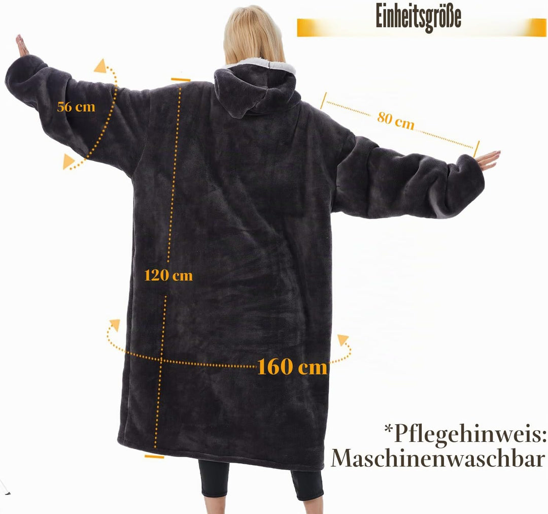 Übergrosses Hoodie Decken Damen, Warme Hoodie Sweatshirt, Einheitsgrösse Dick Kapuzenpullover für Da