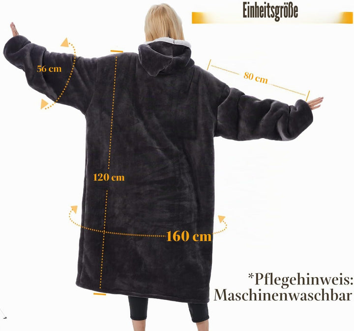 Übergrosses Hoodie Decken Damen, Warme Hoodie Sweatshirt, Einheitsgrösse Dick Kapuzenpullover für Da