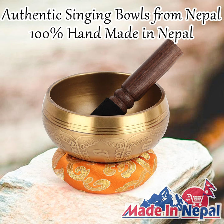 Relaehih Tibetische Klangschalen Set, handgehämmert in Nepal Klangschale für Meditation, Yoga, Chakr
