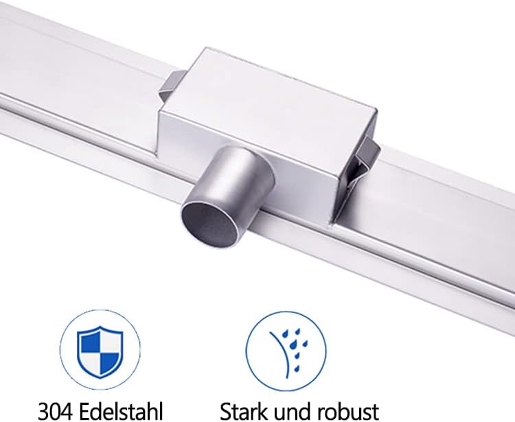 Duschrinne, doppelseitig, Siphon mit Geruchsstop und Haarsieb, befliesbar, Ablaufrinne aus Edelstahl
