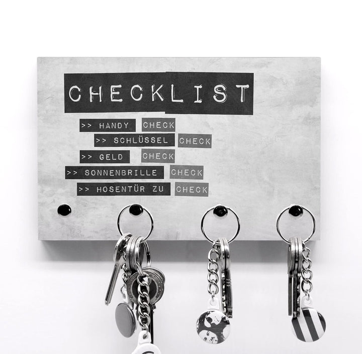 Schlüsselbrett Checklist für Männer - Nichts mehr vergessen - Lustiges Schlüsselboard - Männergesche