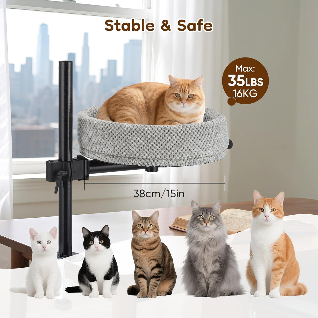 Höhenverstellbares Katzenbett für Schreibtische – 360° drehbar, Einklemmschutz und platzsparend, Kat