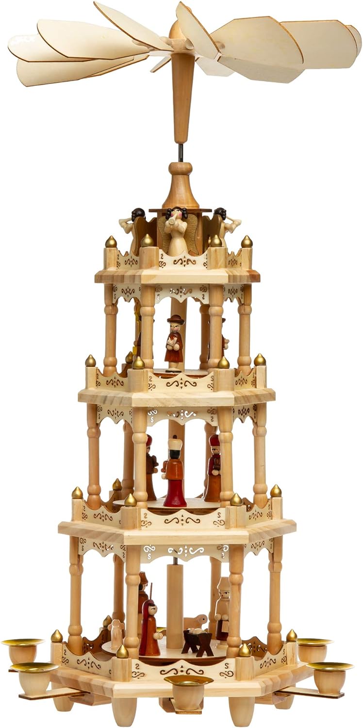SIKORA P4 Klassische Holz XL Weihnachtspyramide mit 4 Etagen