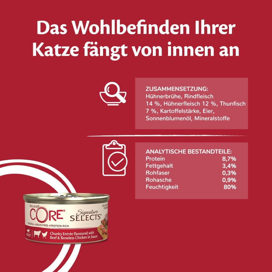 Wellness CORE Signature Selects, Katzenfutter nass in Sauce, getreidefrei, mit hohem Fleischanteil,
