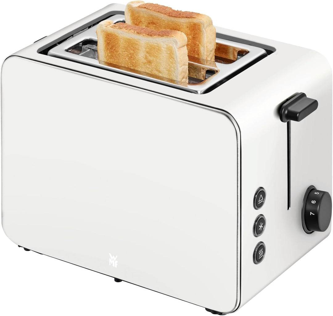 WMF Stelio Toaster 2 Scheiben Edelstahl, Doppelschlitz Toaster mit Brötchenaufsatz, Bagel-Funktion,