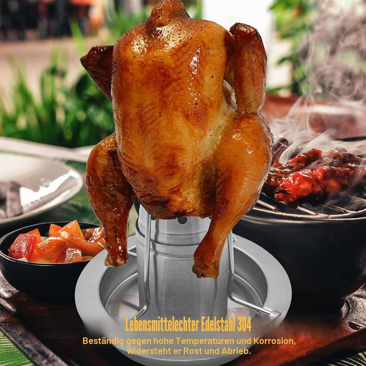 Hähnchenbräter, Bierdosen Hähnchenhalte, Hähnchengriller Edelstahl, Geflügelbräter Grill mit Aromabe