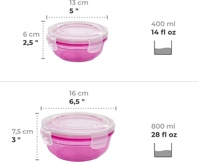 Grizzly 4er Set Frischhaltedosen (0,4L, 0,8L, 1,4L, 2,3L), rund, Kunststoff, 100% luft-/wasserdicht,