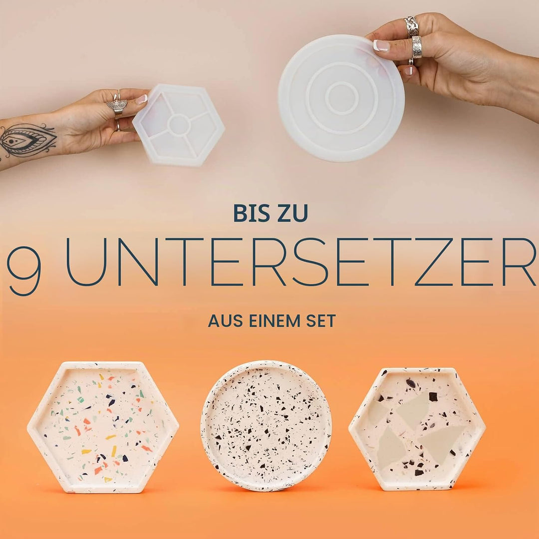 noah Jesmonite & Terrazzo Starterkit - Enthält Silikonformen, Farben, Handschuhe, Schleifpapier, Bec
