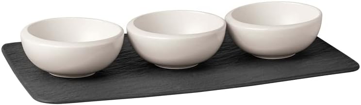 Villeroy & Boch - NewMoon Dipschale 4-teilig Weiss und Schwarz, Spülmaschinenfest, Mikrowellensicher