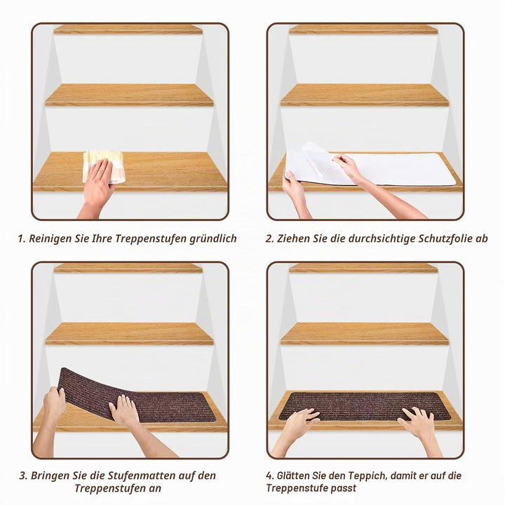 MBIGM 15er Set Stufenmatten 20 cm X 76 cm Treppenteppich Selbstklebend Sicherheit Stufenteppich für