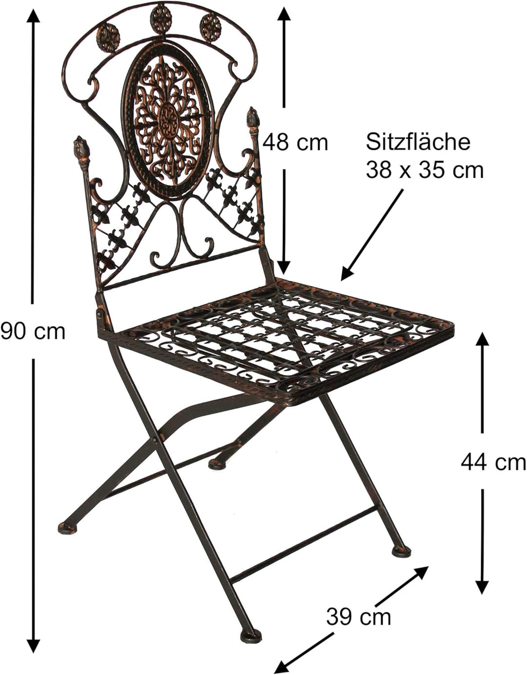 DanDiBo Gartenstuhl Metall Avis 1840 Metallstuhl Bistrostuhl Stuhl Garten Vintage Eisen Nostalgie Ei