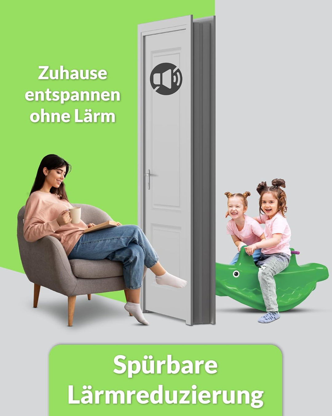Premium TPE Türdichtung für Zimmertüren gegen Zugluft aus 2 Komponenten (50m, Schwarz) 50m Schwarz,