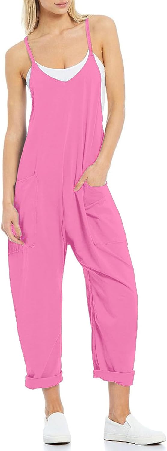VUTRU Stylischer Damen Sommer Overall – Ärmelloser Jumpsuit mit lockerer Passform,V-Ausschnitt,trend