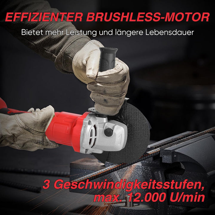 Akku Winkelschleifer 125 mm fur Maa-kita, 21V Akku Flex mit 2× 3.0Ah Akkus & Ladegerät, Bürstenloser
