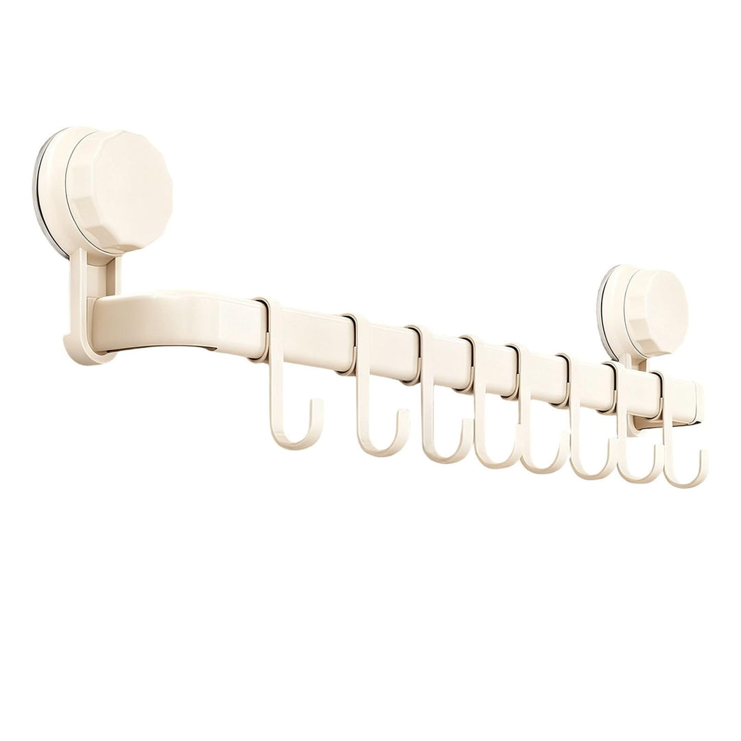 Hakenleiste Küche ohne Bohren mit 8 Haken,Küchenutensilienhalter Saugnapf Montage,45 cm lang,Halter