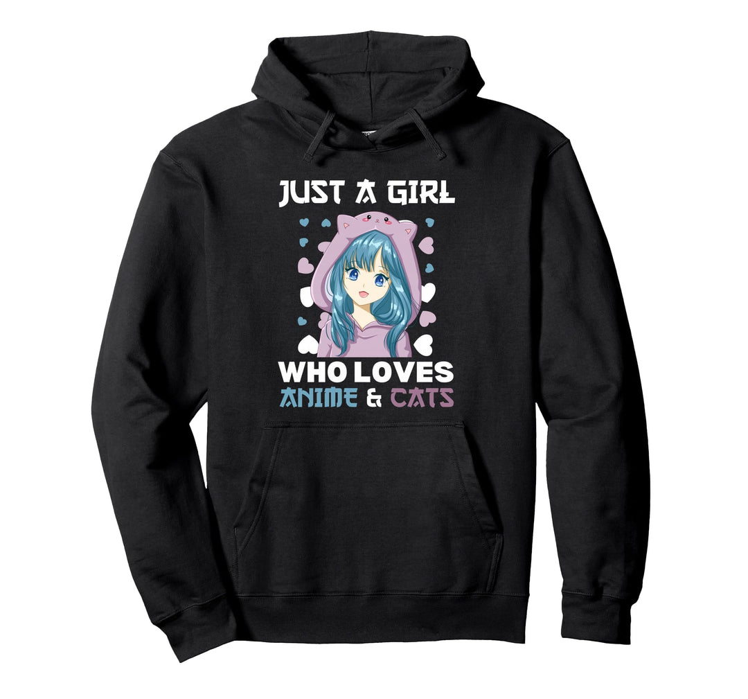 Anime Manga Girls Nur ein Mädchen das Anime und Katzen Liebt Pullover Hoodie