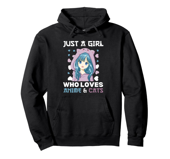 Anime Manga Girls Nur ein Mädchen das Anime und Katzen Liebt Pullover Hoodie