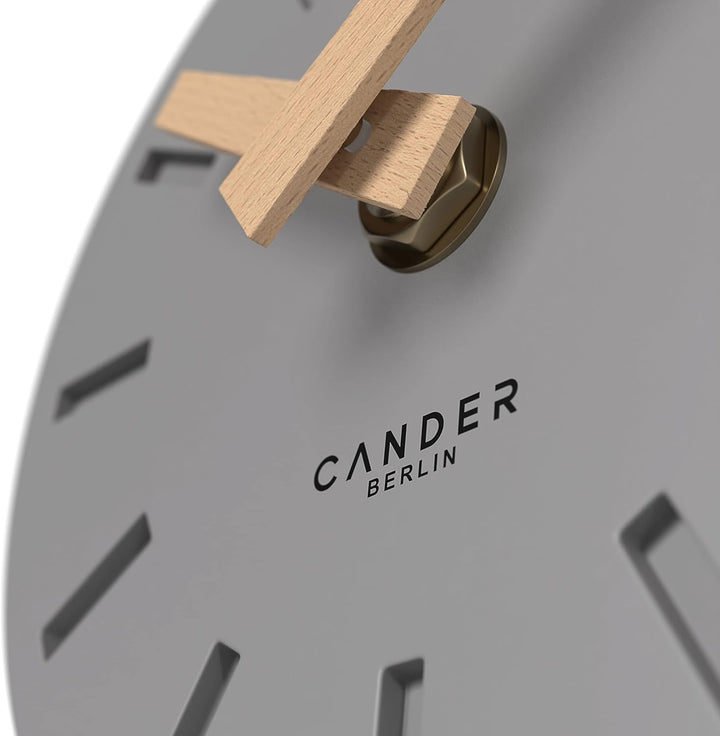 Cander Berlin MNU 2515 G Tischuhr lautlos ohne Tickgeräusche 15 cm analog batteriebetrieben grau MDF