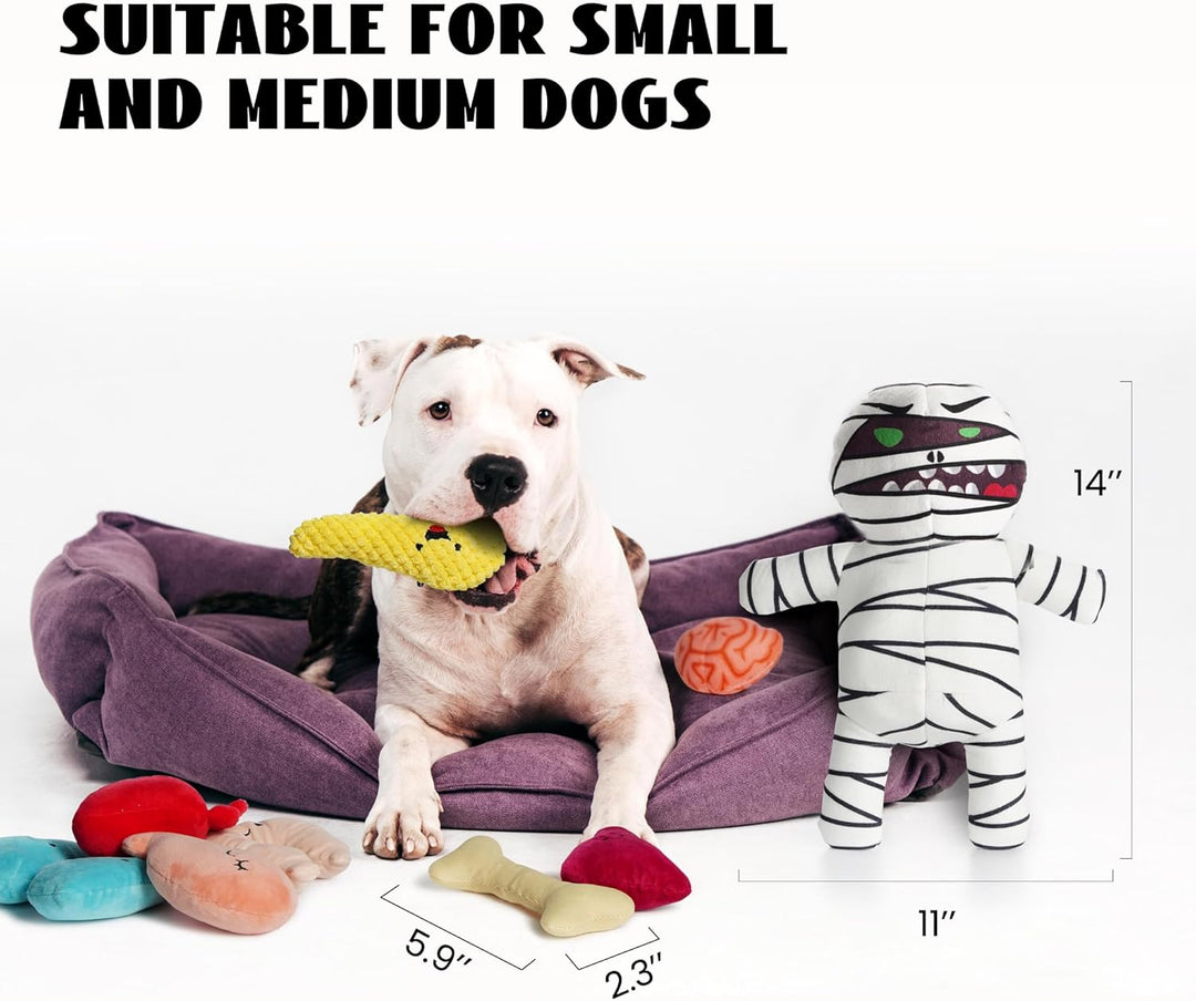 Nocciola Lustiges Plüsch-Hundespielzeug: 9-in-1 Kauspielzeug für kleine, mittelgrosse Hunde mit stra