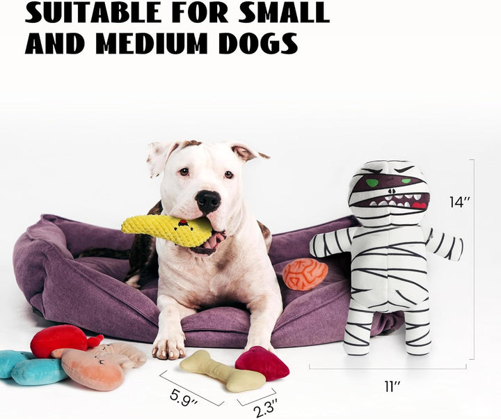 Nocciola Lustiges Plüsch-Hundespielzeug: 9-in-1 Kauspielzeug für kleine, mittelgrosse Hunde mit stra