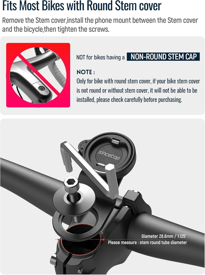 sincetop Handyhalterung Fahrrad,Mountainbike-Vorbau Handyhalter,Universelle Aluminium Stengel Lenker