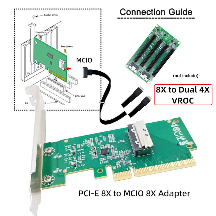 cablecc PCIE5.0 PCI-Express 8x zu MCIO 8i Mini Cool Edge IO SFF-TA-1016 VROC Mainboard SSD Grafikkar