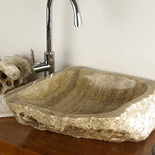 Divero Natur-Stein Waschschale Meran Aufsatz-Waschbecken Handwaschbecken Marmor Creme/Hellbraun Ø ca