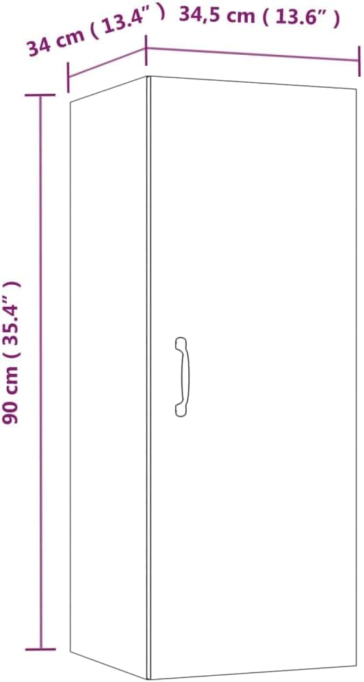WIFESE 34,5x34x90 cm Wandschrank mit 3 Fächern TV Schrank Hängeschrank Badezimmerschrank Küchenschra