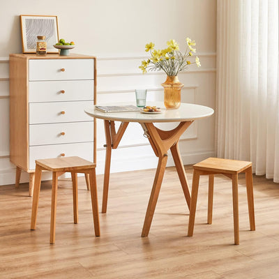 IBUYKE 4er Set Esszimmerhocker, Holzstapelstuhl mit Rutschfester Matte, Stapelhocker für Klassenzimm