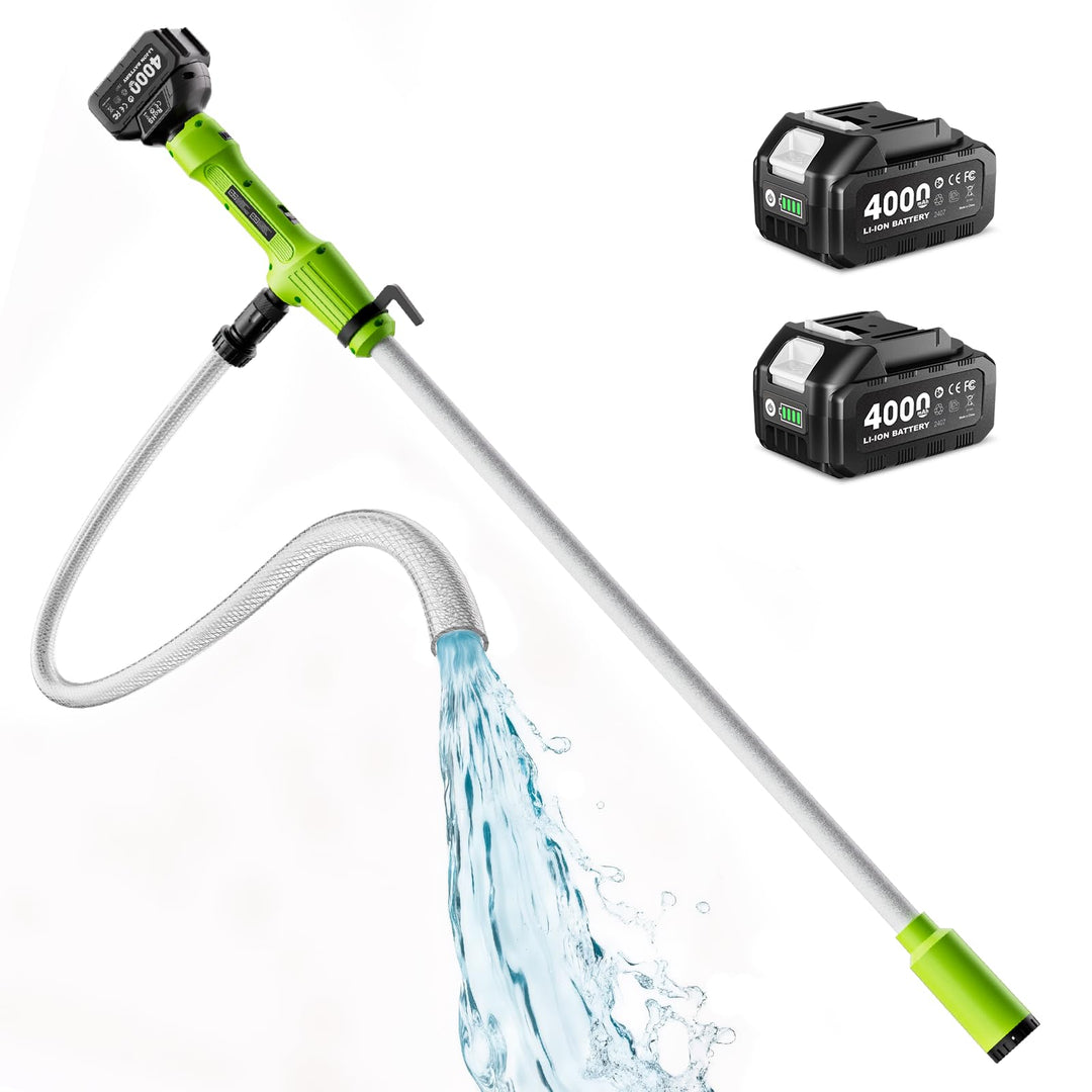 Kabellose Stab-Transferpumpe für Wasser/Diesel, 5,6cm Filter-Ø, 2725L/h Schnellentleerung, 60min Lau