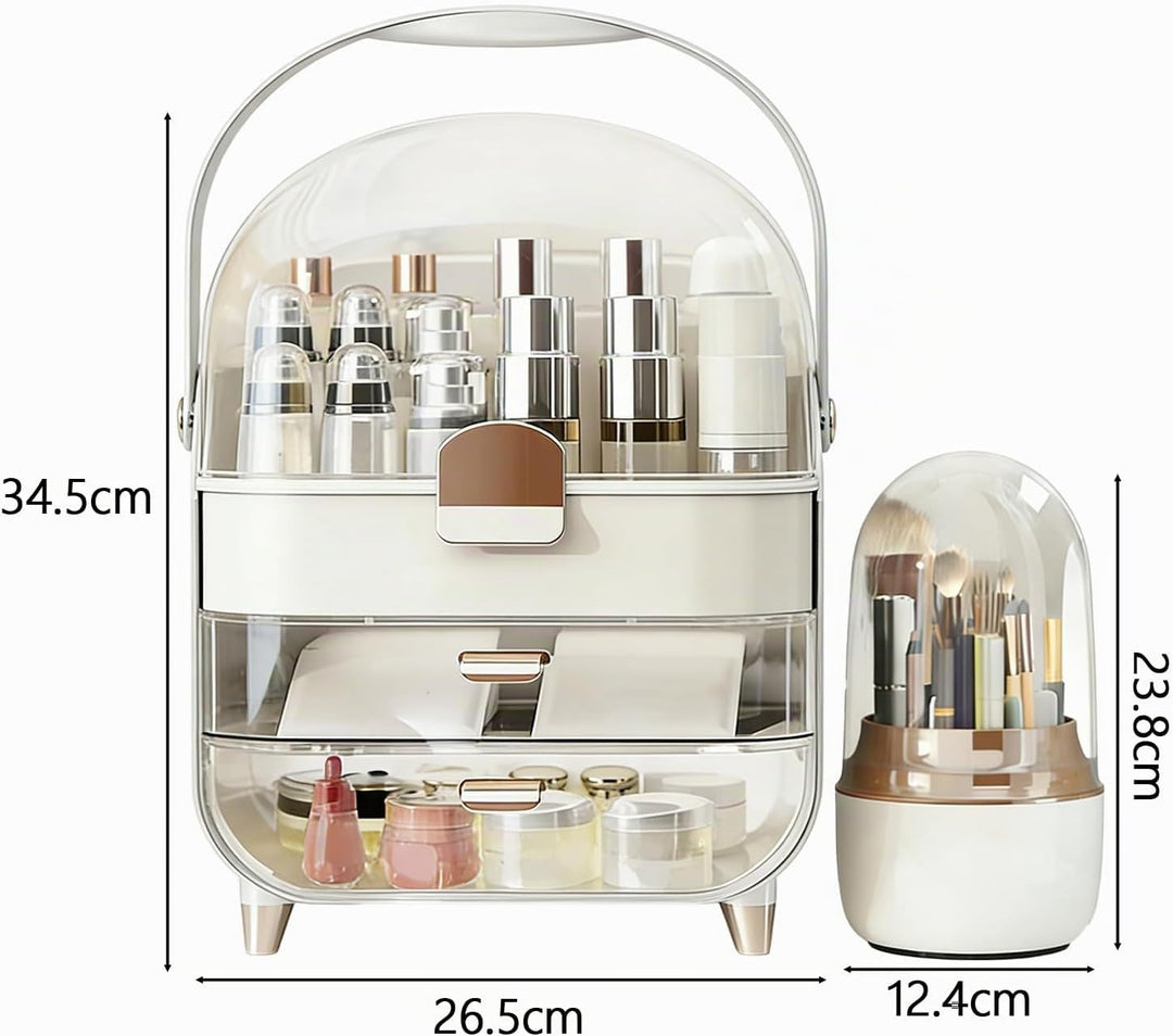 2 StüCk Make Up Organizer &amp; Drehbar Pinselhalter, GrossE KapazitäT ParfüM Organizer, Kosmetik Organi