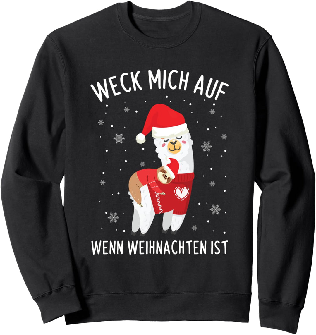 Weck Mich Auf Wenn Weihnachten Ist Faultier Alpaka Pyjama Sweatshirt
