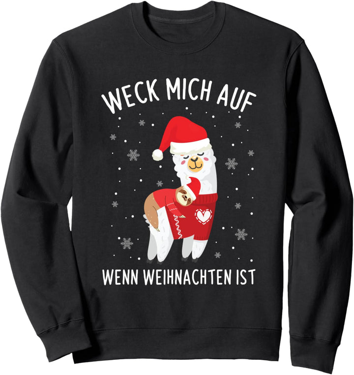 Weck Mich Auf Wenn Weihnachten Ist Faultier Alpaka Pyjama Sweatshirt