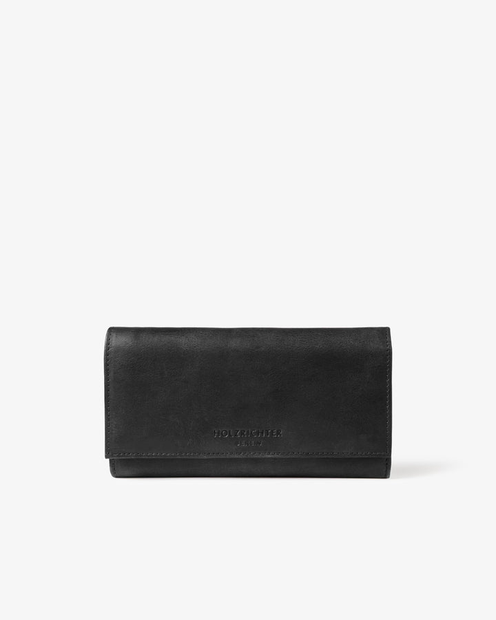 HOLZRICHTER Berlin Geldbörse No 4-3 (XL) schwarz-anthrazit - Grosses Damen Fächer Portemonnaie handg