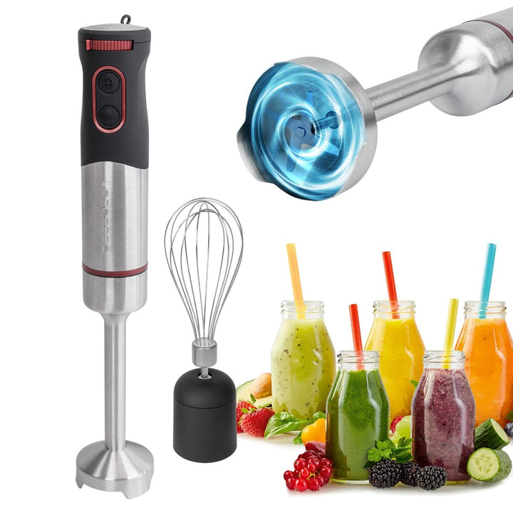 Stabmixer Set | 2in1 Handmixer Set inkl. Schneebesen + Pürierstab | Mixer mit XXL-Mixstab | ideal fü