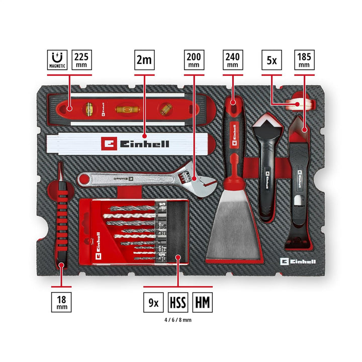 Original Einhell Werkzeugkoffer Renovierung E-Case 78-tlg. (Renovierungen, Bohrer, Bit-Set, Fugenwer