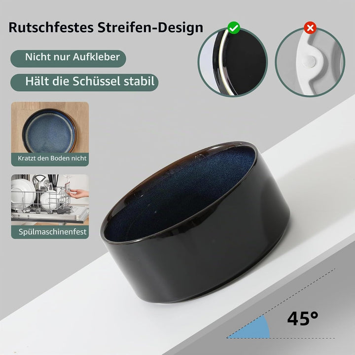 Keramischer Hundenapf 15,5 cm mit Standfuss für kleine und mittelgrosse Hunderassen, Futter- und Was